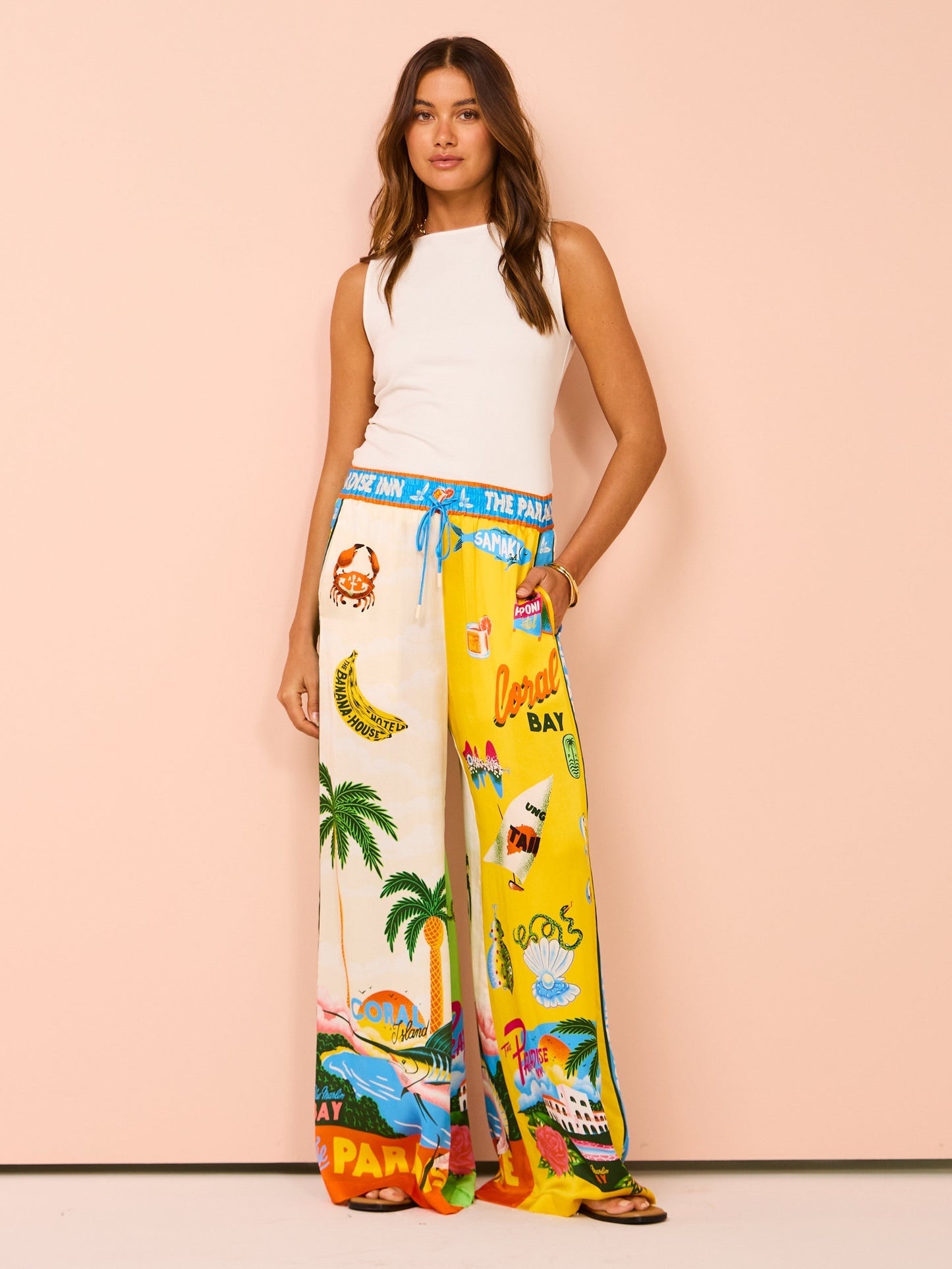 Oksana Coconut Palm Print Two-Piece Set