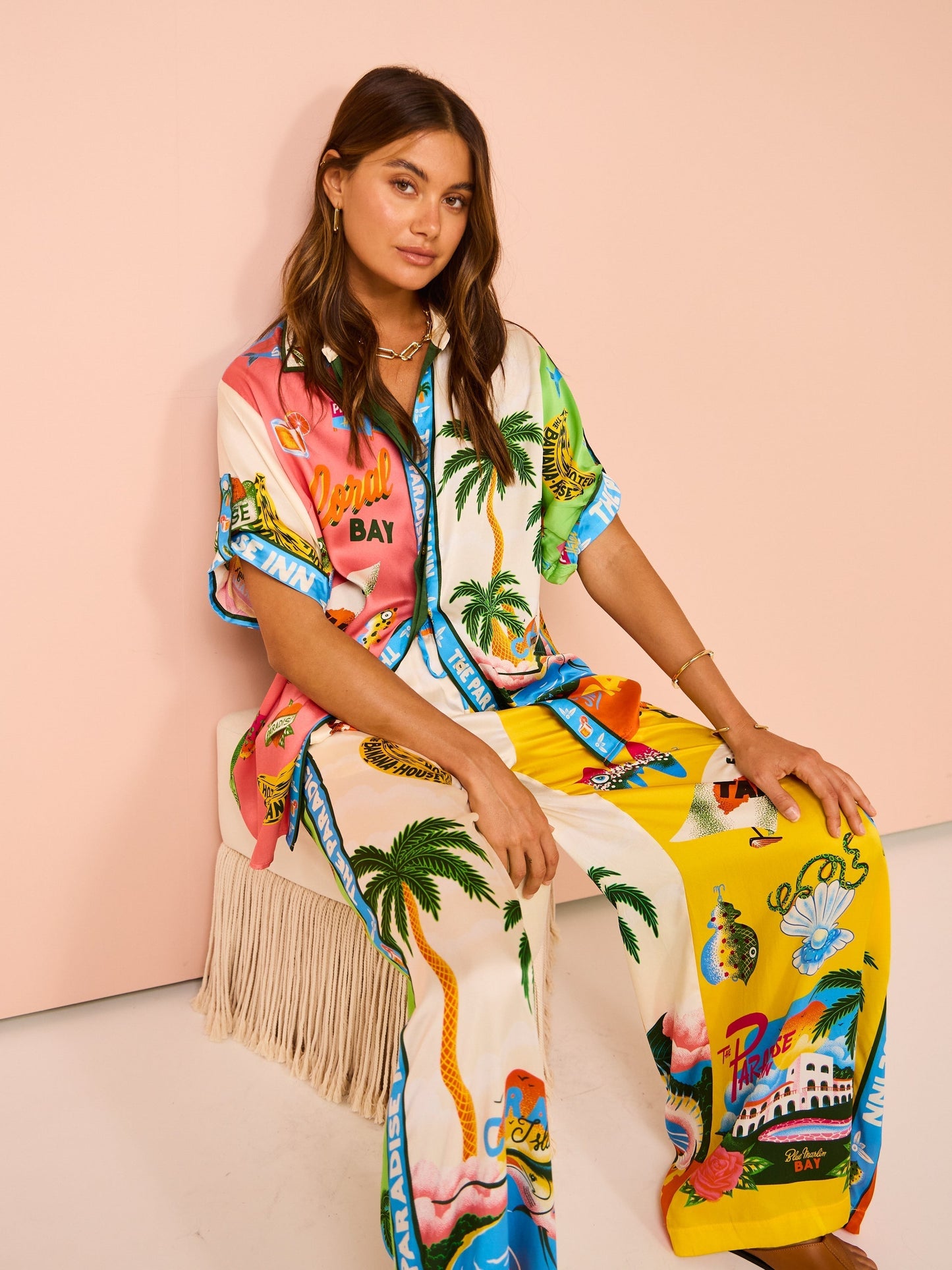 Oksana Coconut Palm Print Two-Piece Set