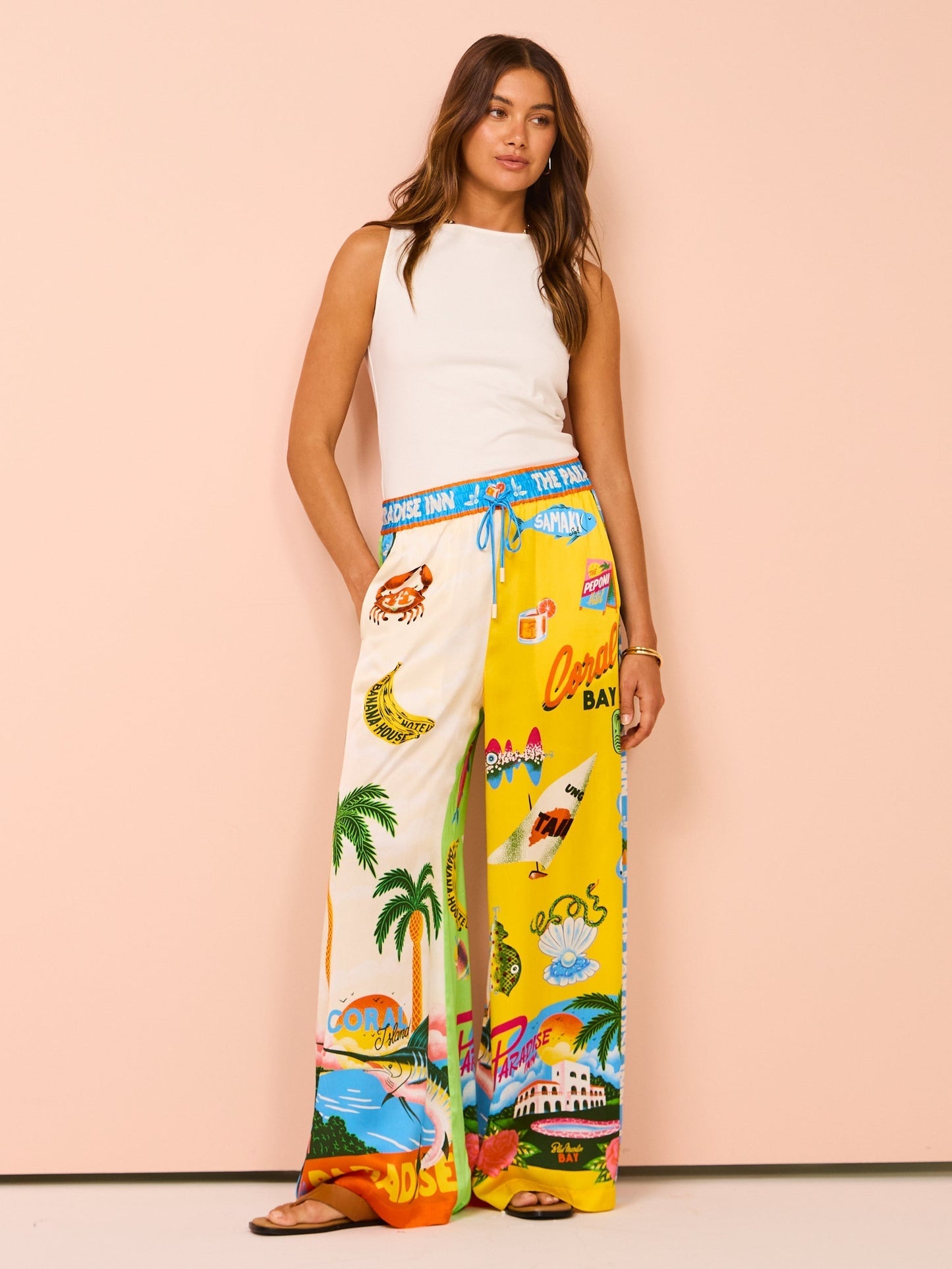 Oksana Coconut Palm Print Two-Piece Set
