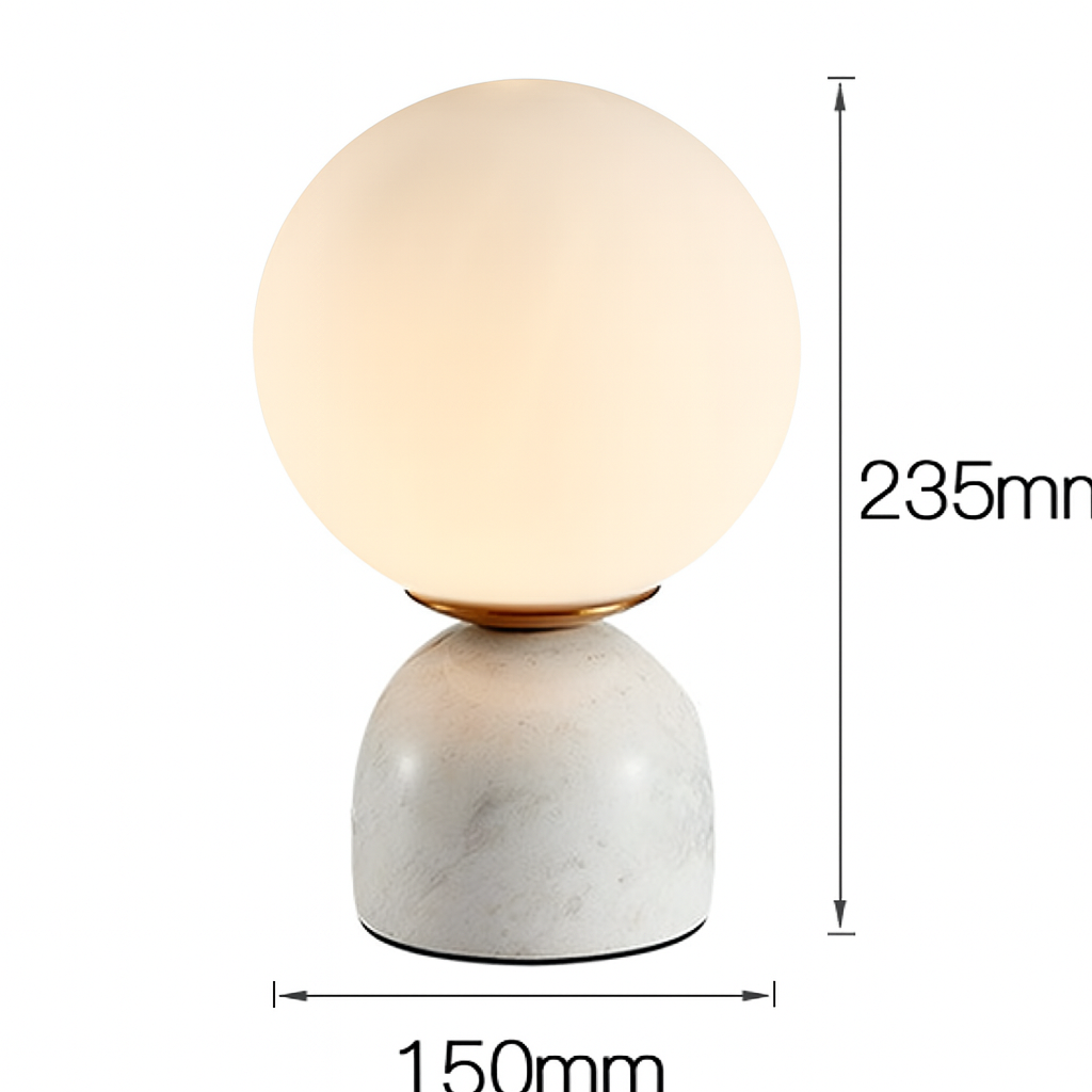 Table Lamp with Glass Globe and Stone Base