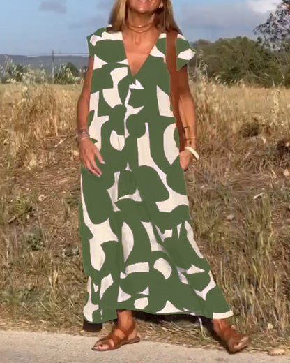 Elowen - Vestido sin mangas con estampado geométrico irregular