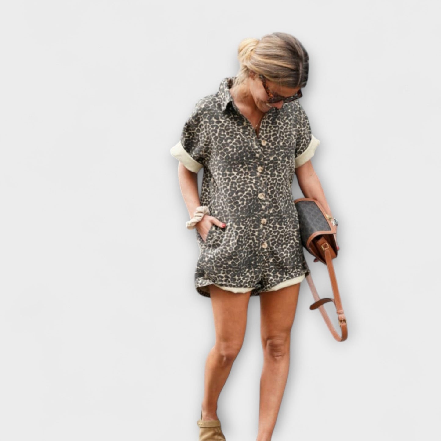 Nonette - Mono Camisa con Estampado de Leopardo