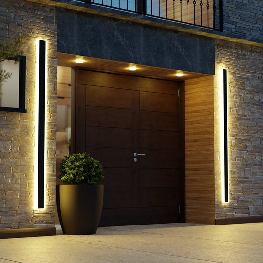 Lámpara de pared exterior moderna negra con LED