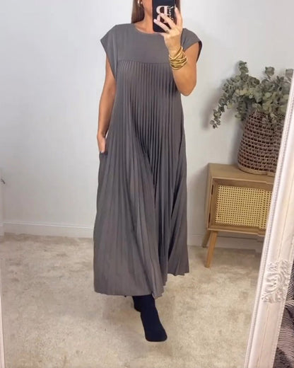 Vestido sin mangas, sencillo, plisado, elegante