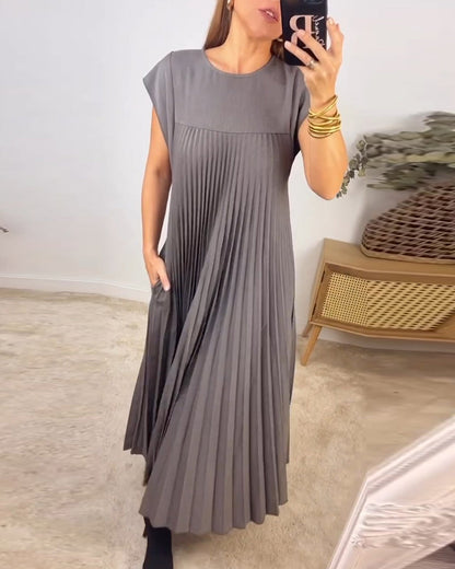 Vestido sin mangas, sencillo, plisado, elegante