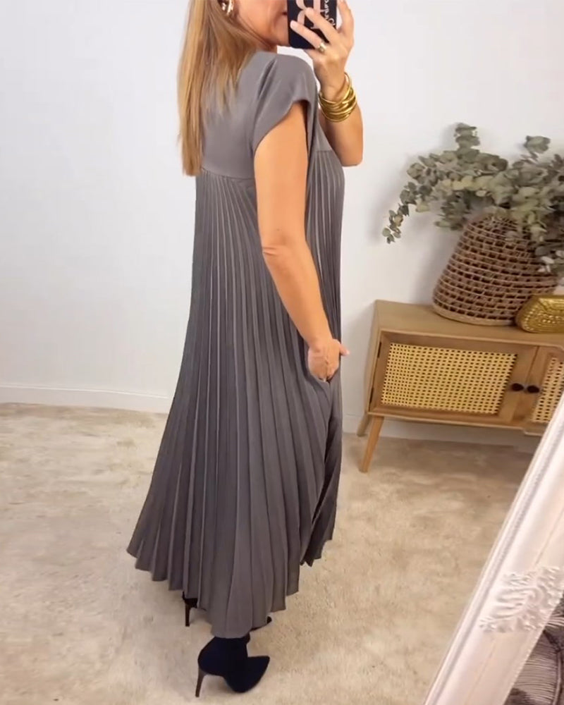 Vestido sin mangas, sencillo, plisado, elegante