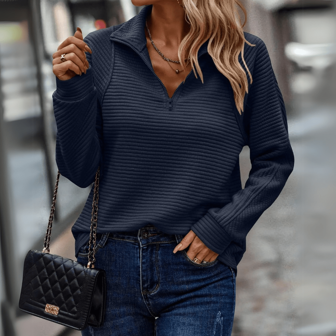 Jenica | Elegante Sudadera con Media Cremallera