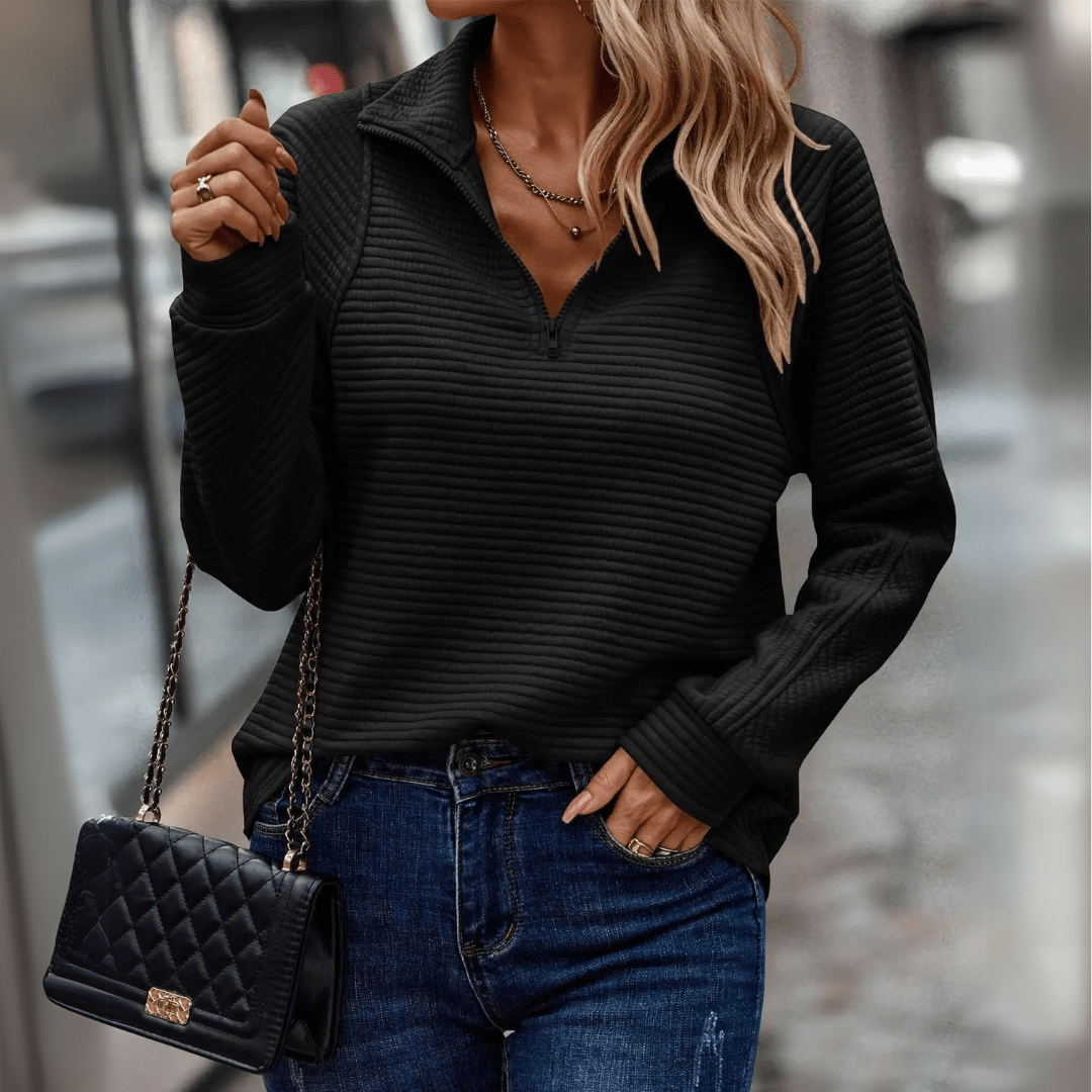 Jenica | Elegante Sudadera con Media Cremallera