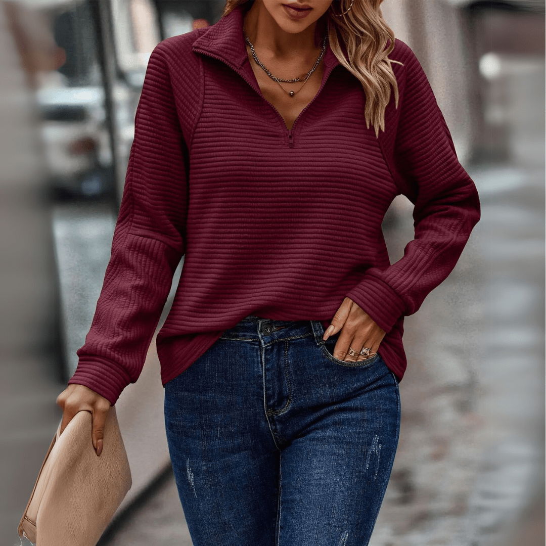 Jenica | Elegante Sudadera con Media Cremallera