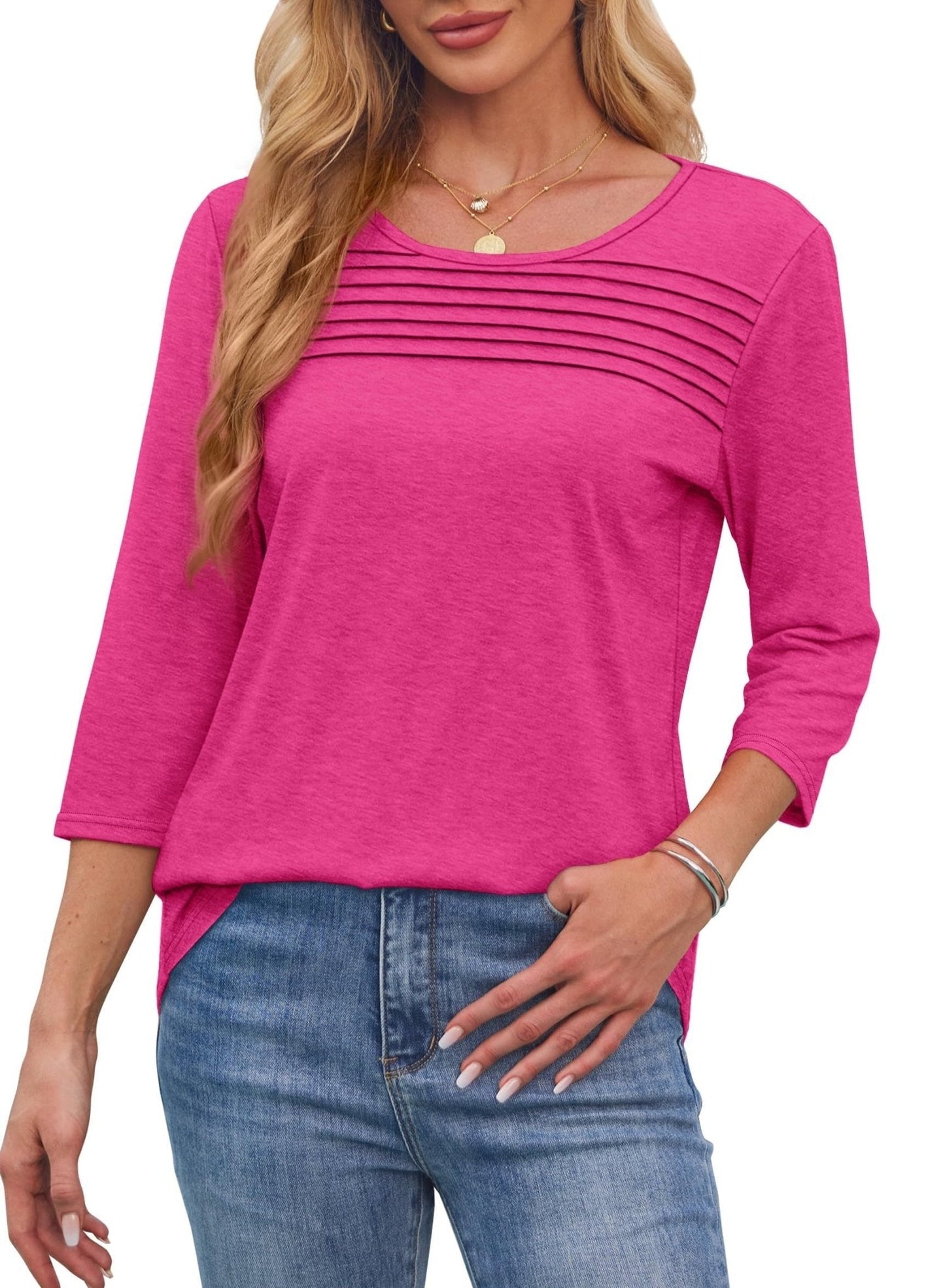 Mona | Blusa plisada de manga 3/4
