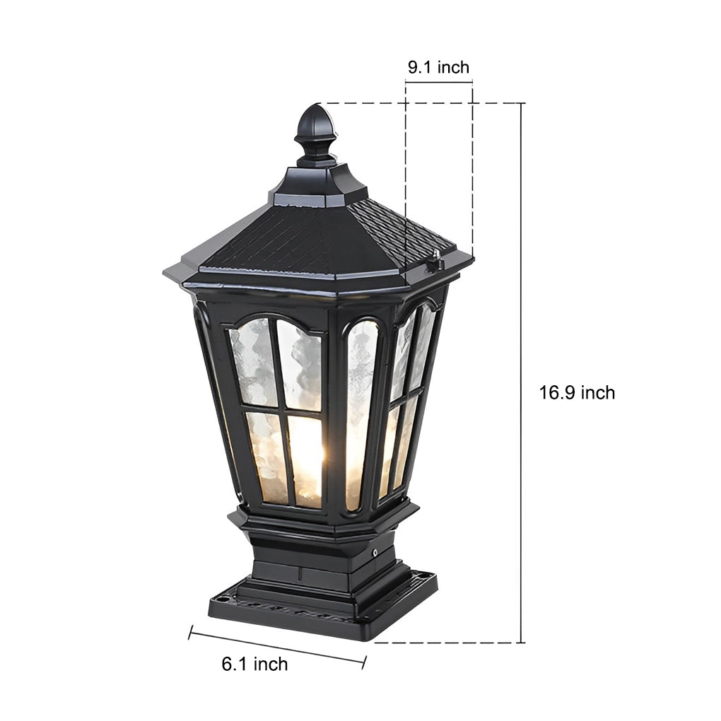 Luz de Poste de Jardín Negra LED Solar para Exterior