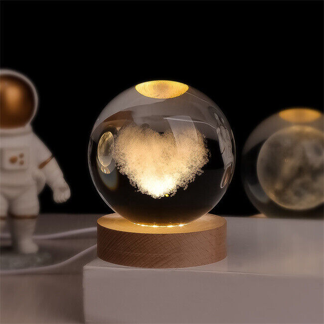 Luz nocturna LED con esfera de cristal 3D