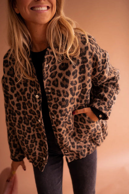 Chaqueta bomber de leopardo sobredimensionada - Estilo moderno y comodidad óptima