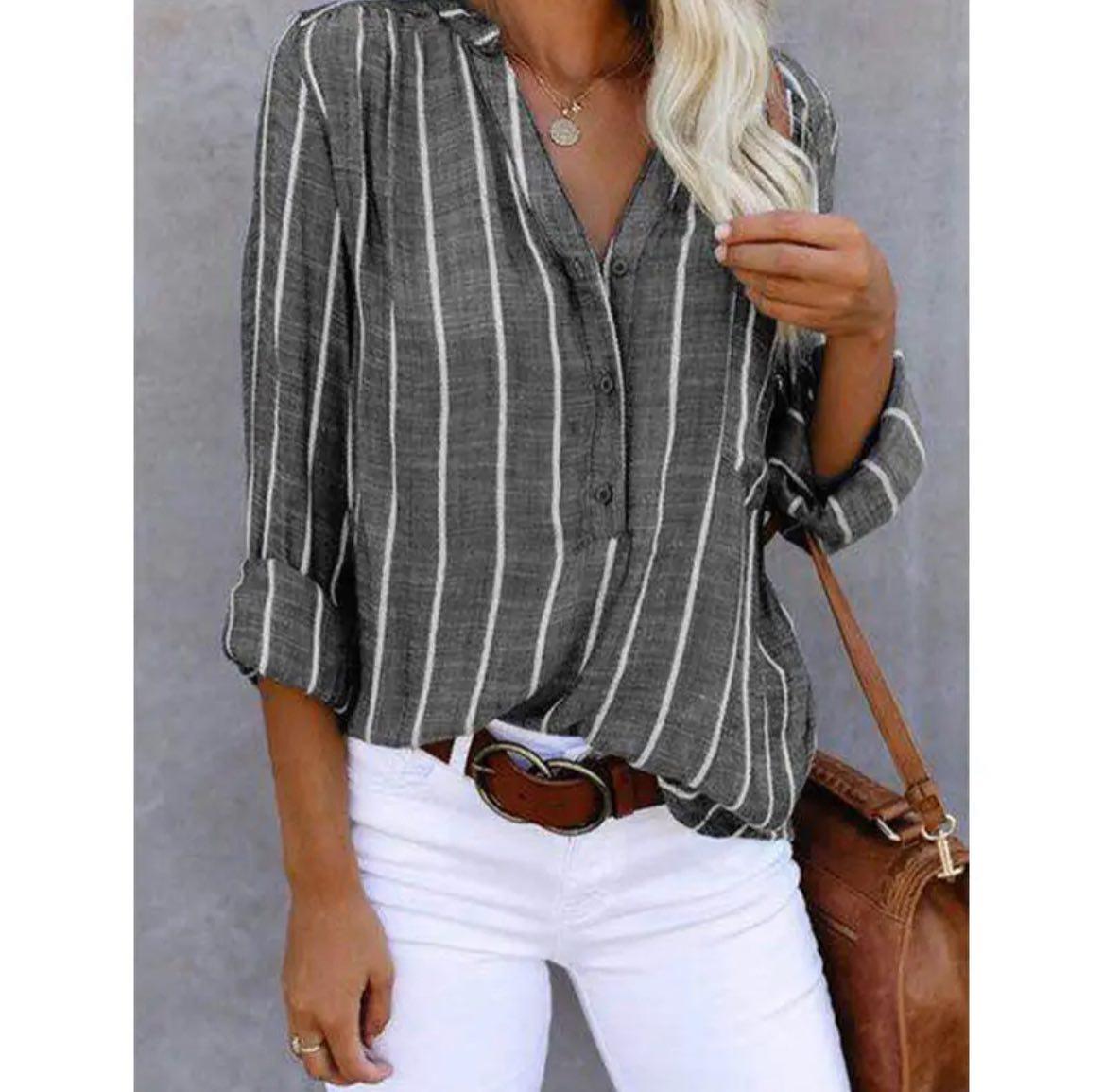 Lara | Blusa de manga larga a rayas casual