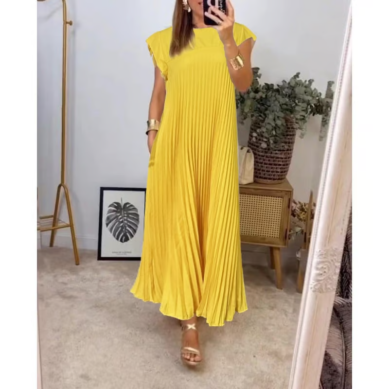 Sorrel - Vestido Maxi Elegante Plisado con Empalmes