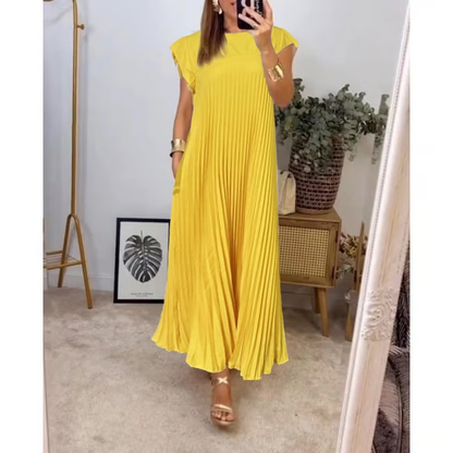 Sorrel - Vestido Maxi Elegante Plisado con Empalmes