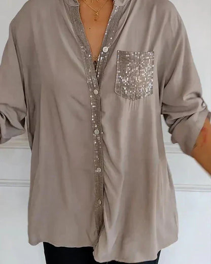 Kelley | Blusa de V-Cuello Brillante