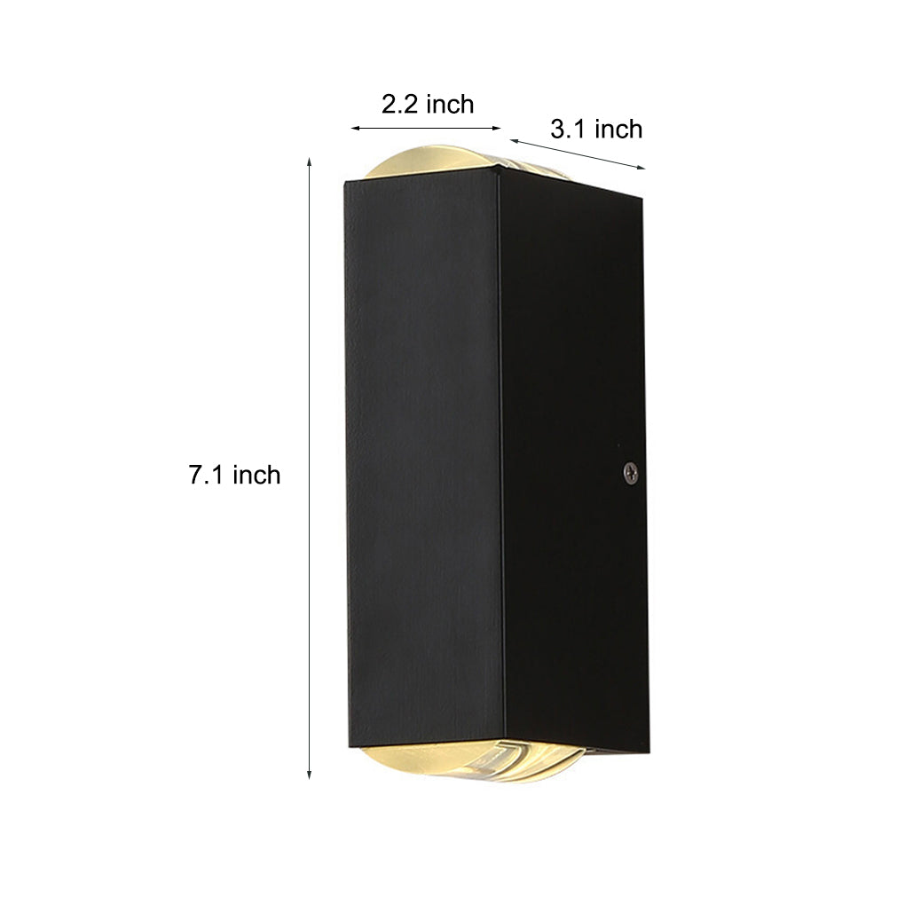 Lámpara de pared exterior de aluminio negro LED arriba y abajo