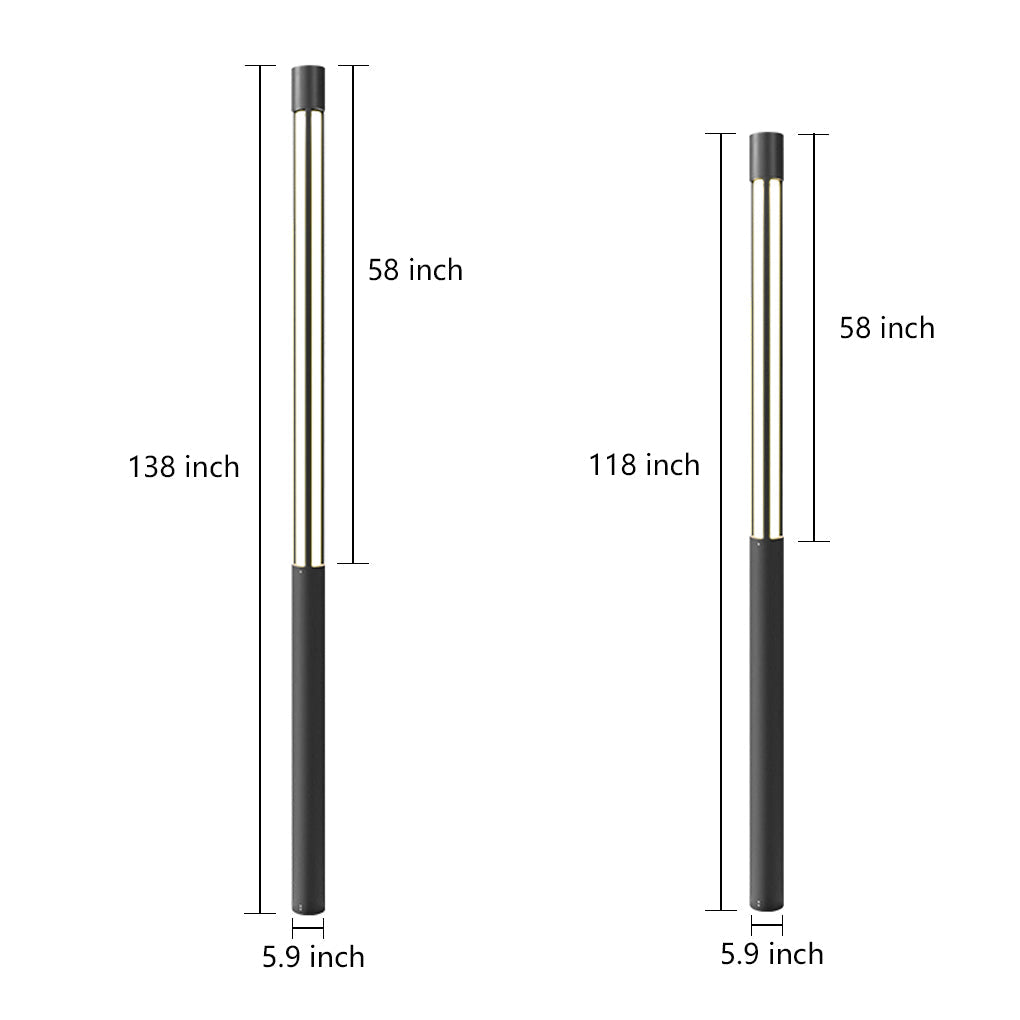 Luz de bolardo LED exterior Poste de aluminio negro