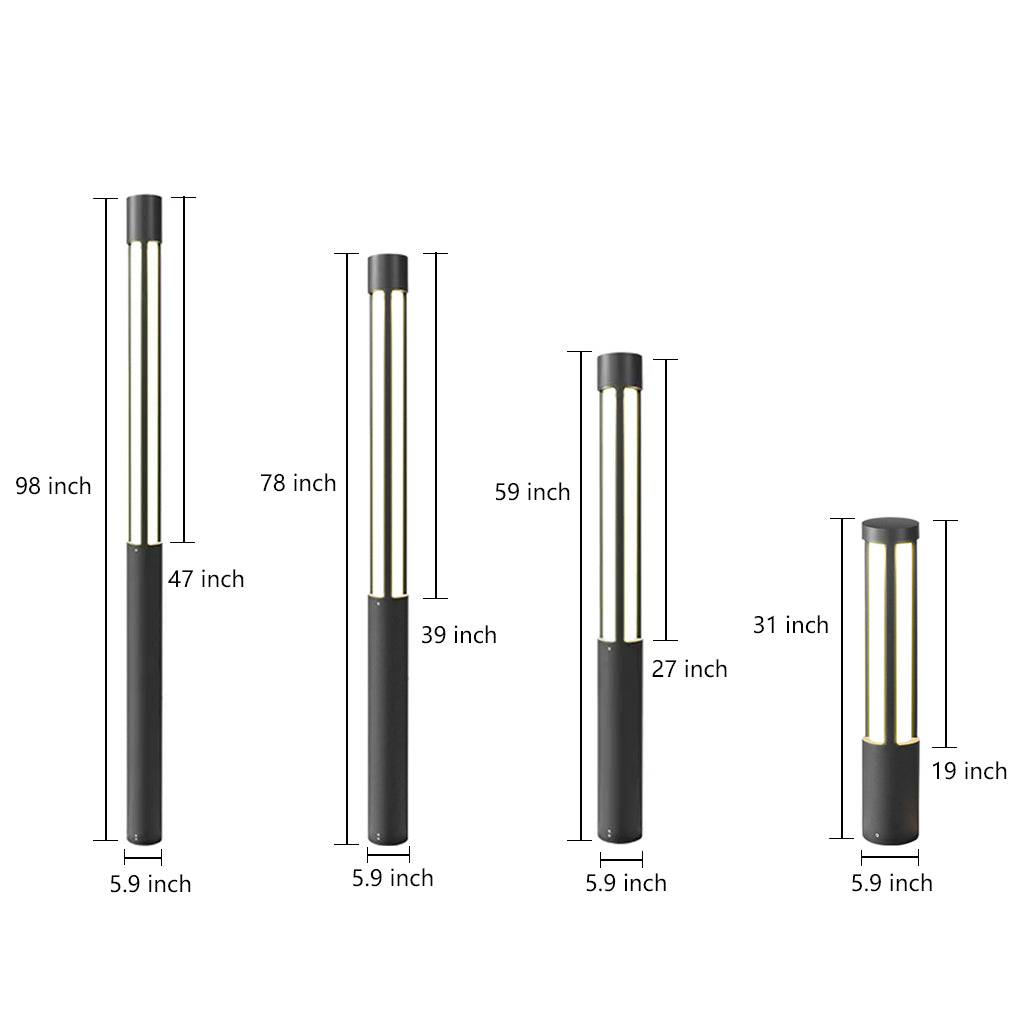 Luz de bolardo LED exterior Poste de aluminio negro