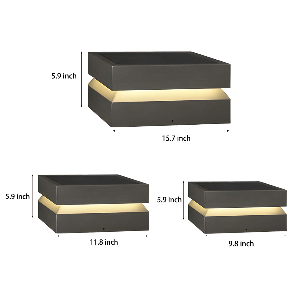 Luz de poste LED solar exterior negra moderna
