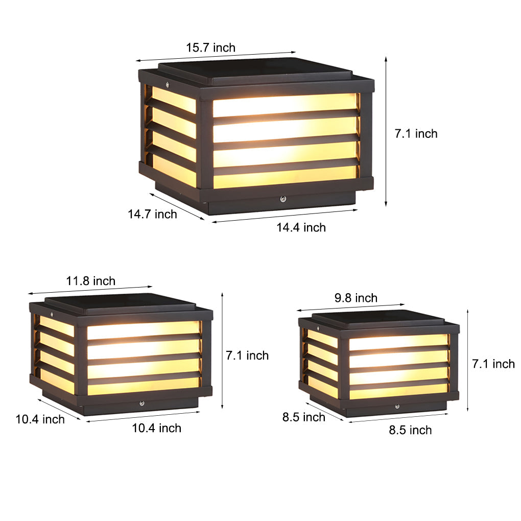 Luz de poste de cerca LED solar para exteriores negra