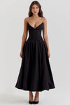 Vestido cóctel midi con escote corsé | Estilo de noche elegante y sensual
