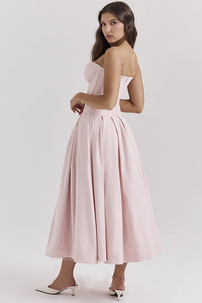 Vestido cóctel midi con escote corsé | Estilo de noche elegante y sensual