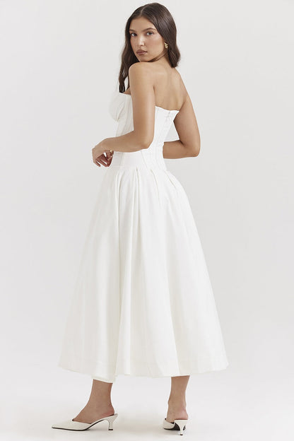 Vestido cóctel midi con escote corsé | Estilo de noche elegante y sensual