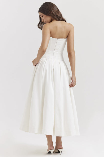 Vestido cóctel midi con escote corsé | Estilo de noche elegante y sensual