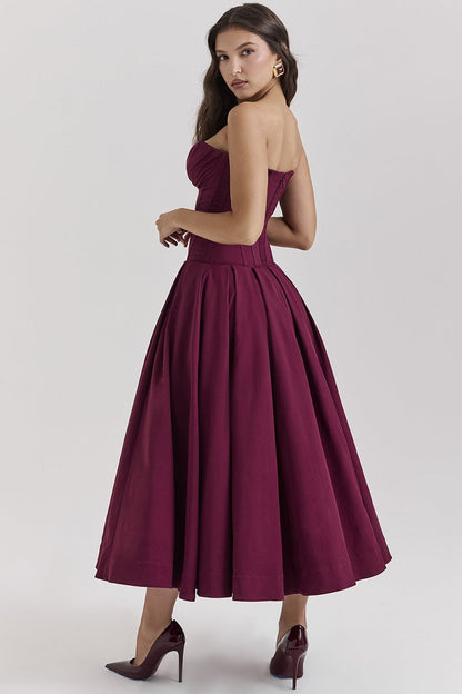Vestido cóctel midi con escote corsé | Estilo de noche elegante y sensual
