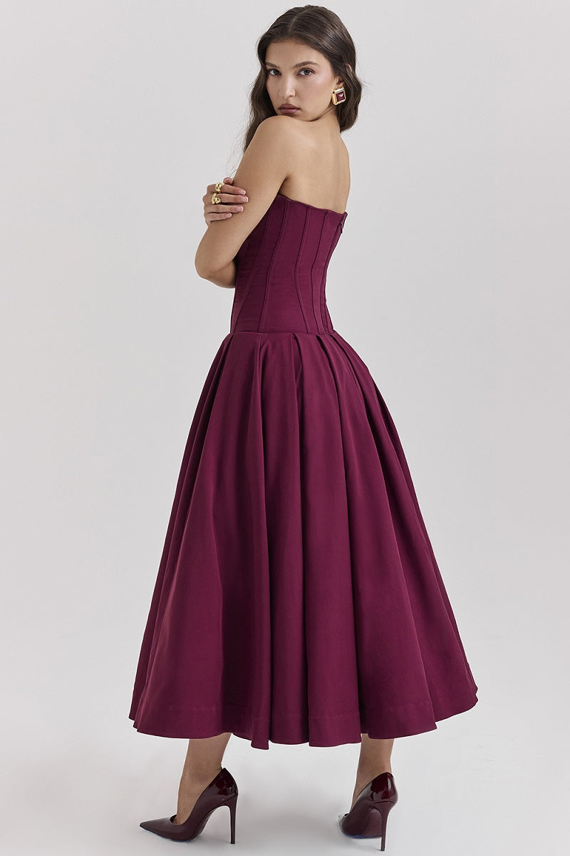 Vestido cóctel midi con escote corsé | Estilo de noche elegante y sensual