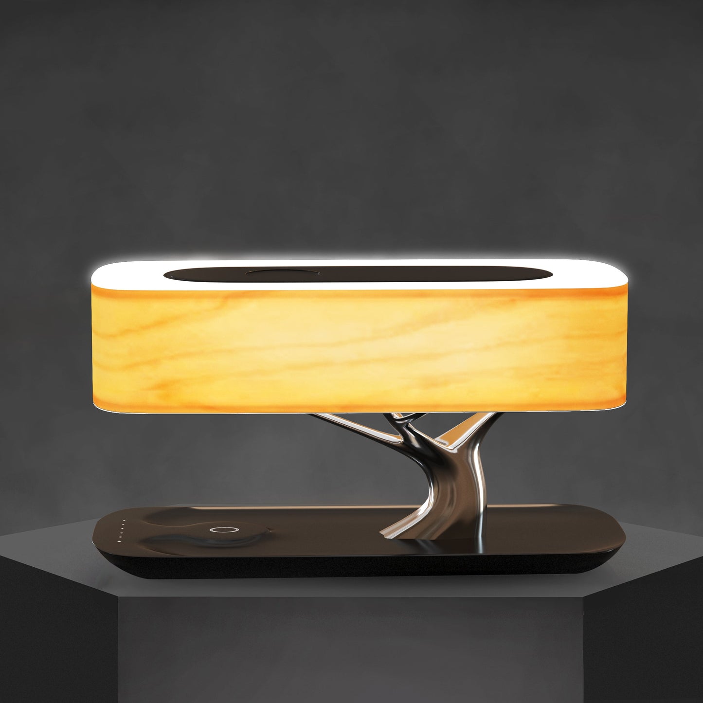 Lámpara de mesa moderna de madera con carga inalámbrica