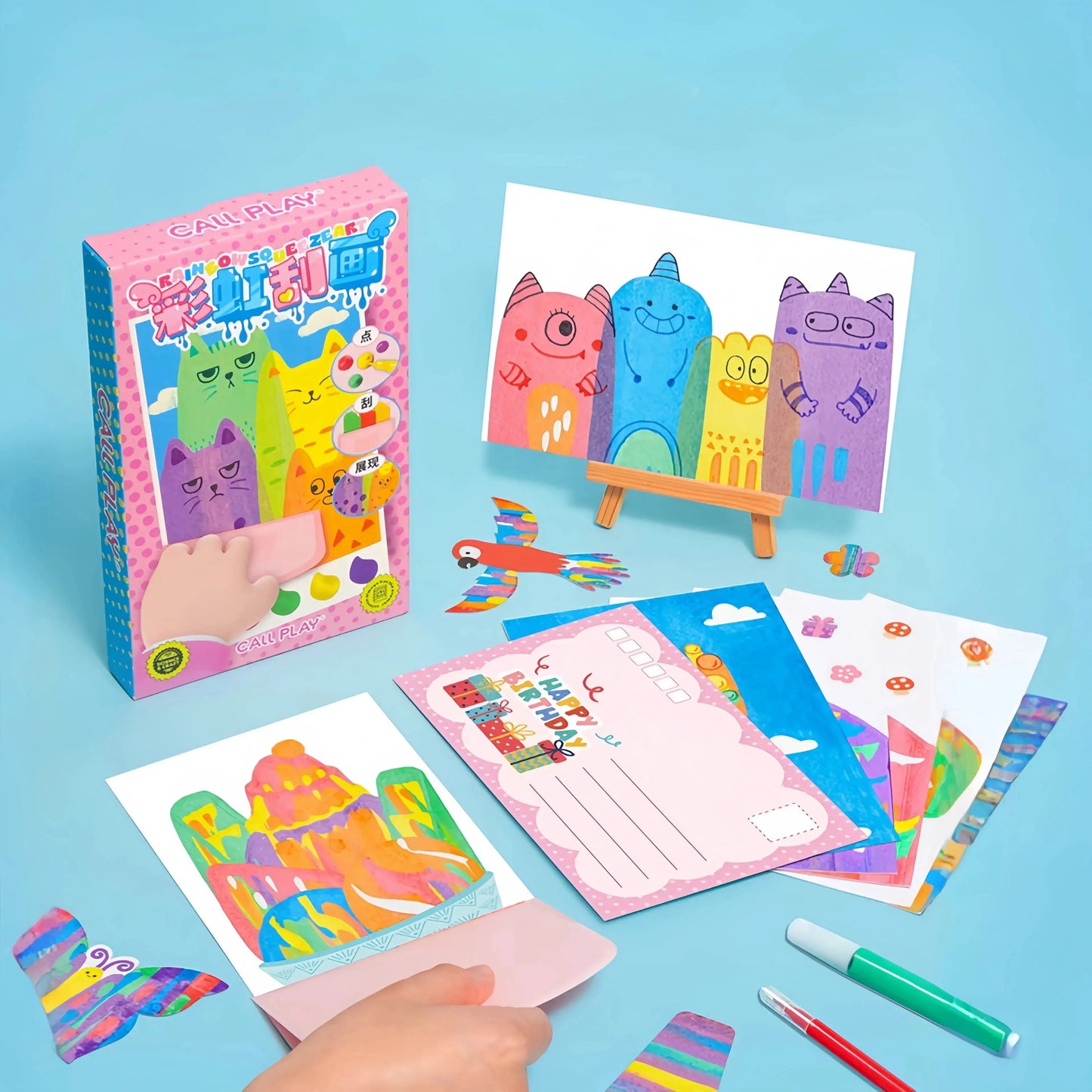 Kit artistico con raschietto magico: crea immagini da grattare senza sporcare per bambini creativi 