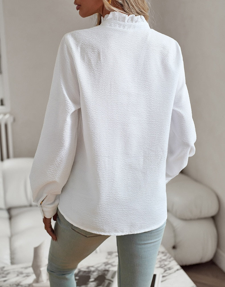 Jacinto | Blusa con Detalle de Volantes Elegante