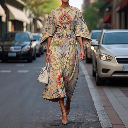 Zoraida - Vestido largo elegante con mangas murciélago