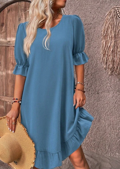 Isolde - Vestido midi de manga corta con encanto retro