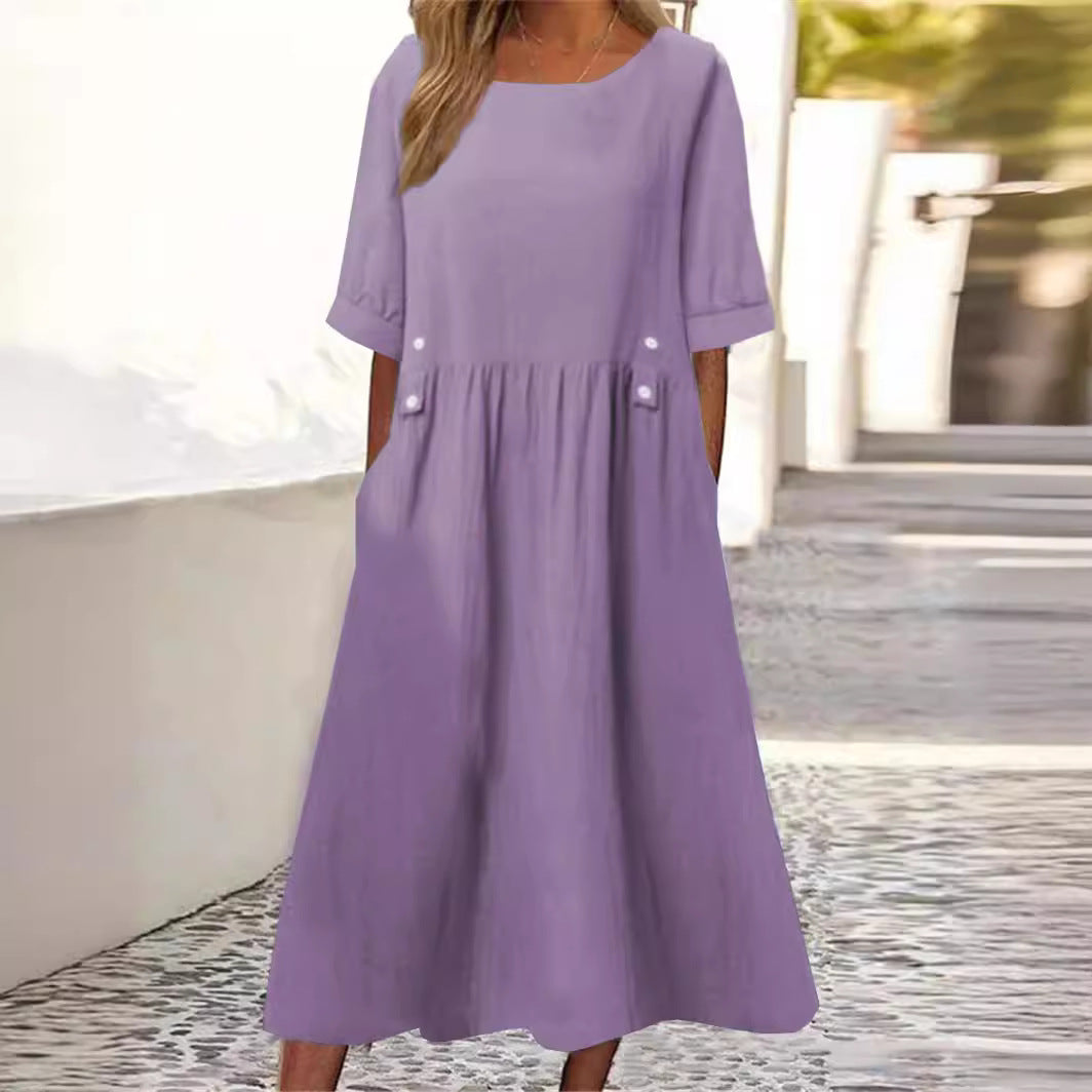Nena | Vestido Midi con Acento de Botón