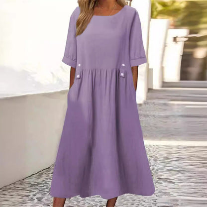 Nena | Vestido Midi con Acento de Botón