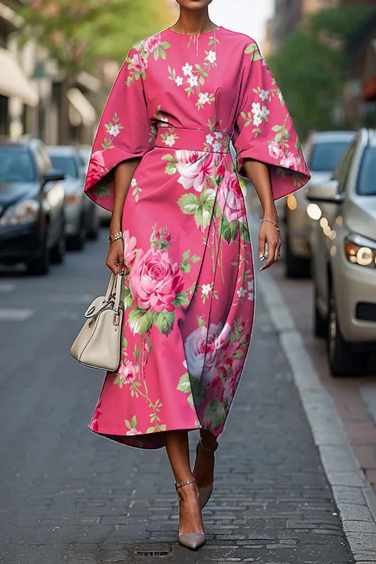 Zoraida - Vestido largo elegante con mangas murciélago