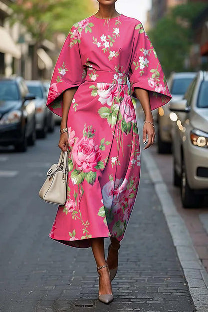 Zoraida - Vestido largo elegante con mangas murciélago