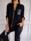 Kelley | Blusa de V-Cuello Brillante