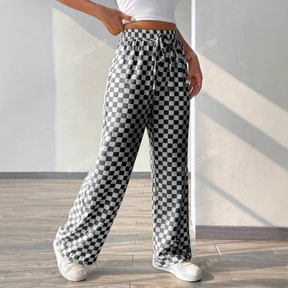 Pantalones de cintura elástica con cordón y corte relajado