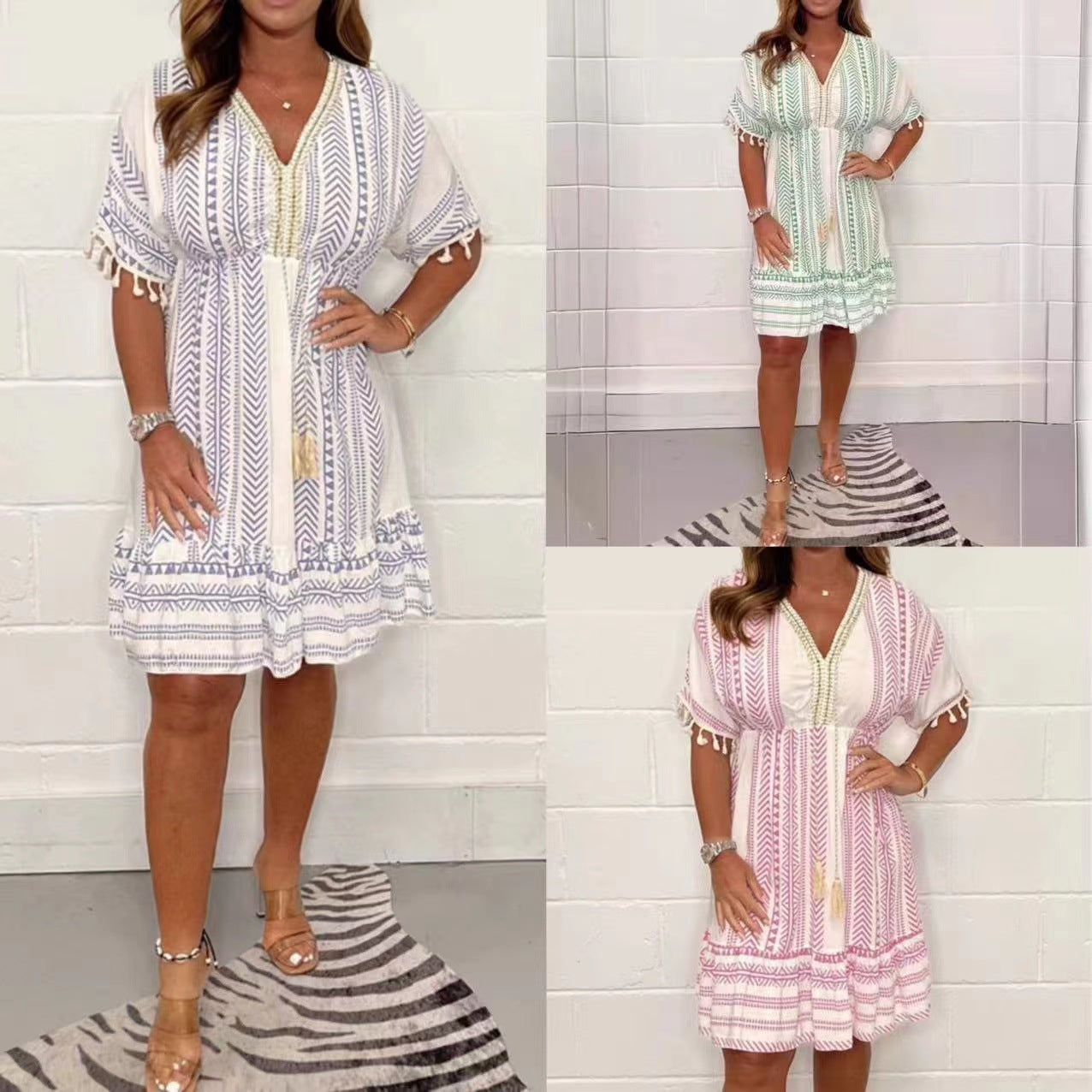 Gaia | Vestido Midi de Impresión Bohemio Vintage