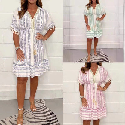 Gaia | Vestido Midi de Impresión Bohemio Vintage