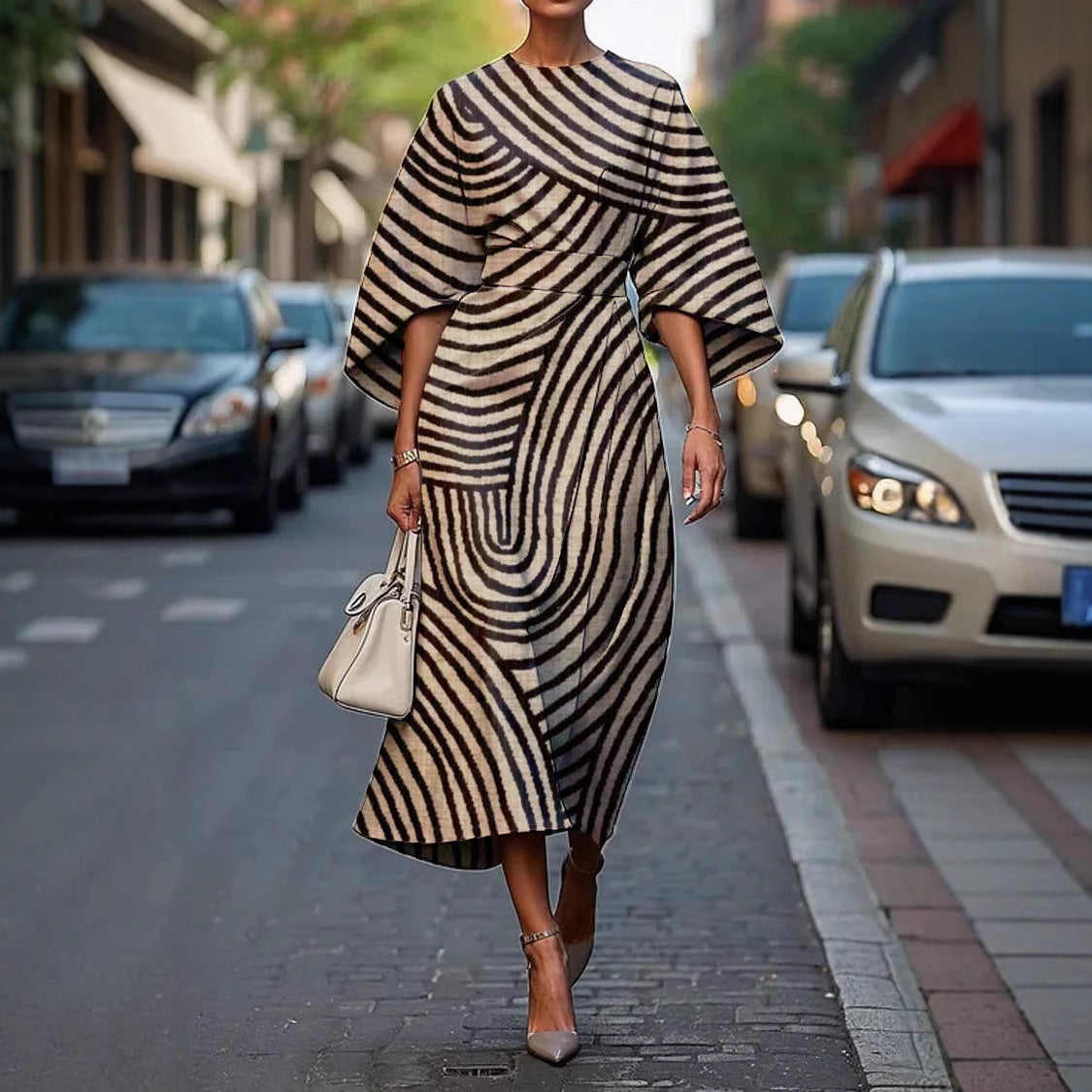 Zoraida - Vestido largo elegante con mangas murciélago