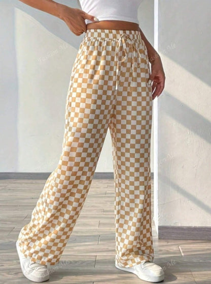 Pantalones de cintura elástica con cordón y corte relajado