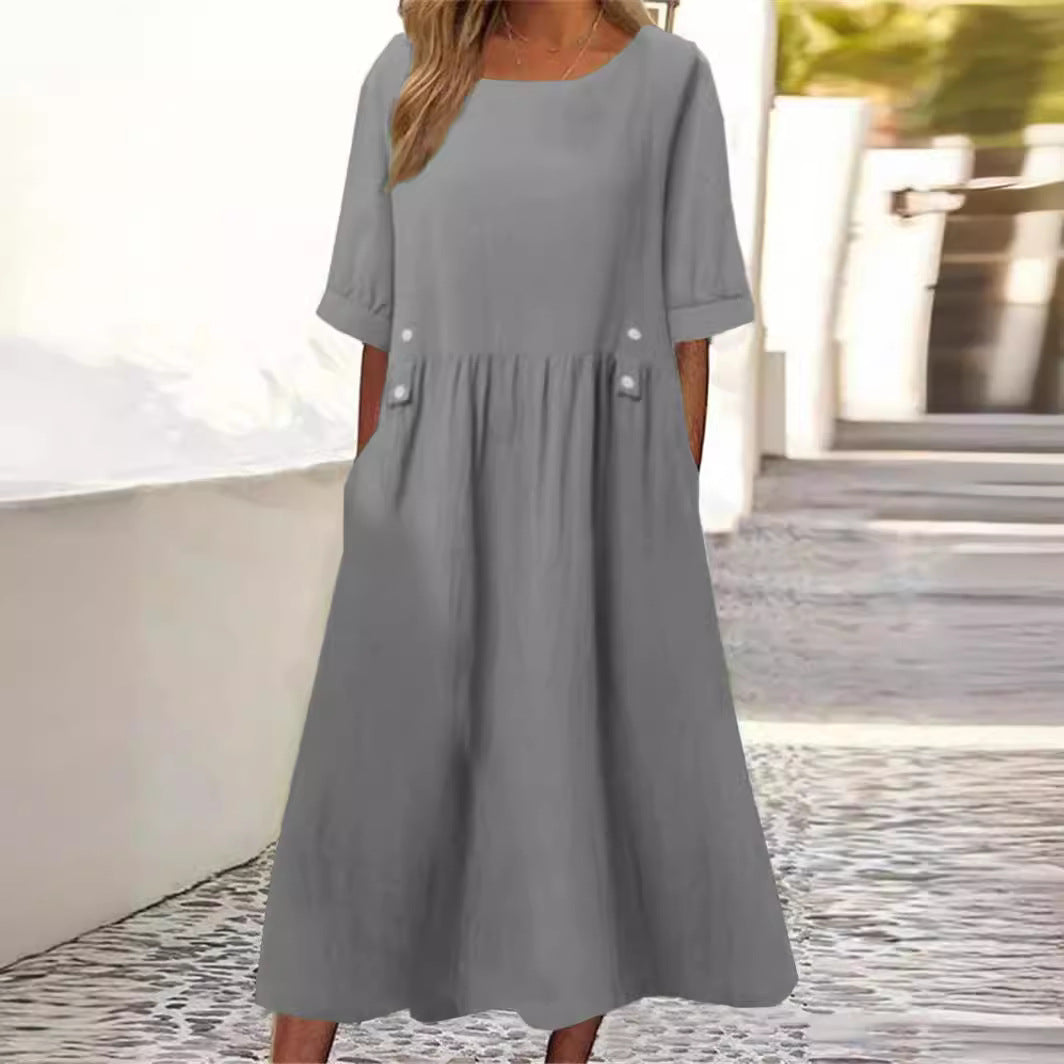 Nena | Vestido Midi con Acento de Botón