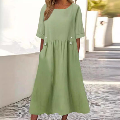Nena | Vestido Midi con Acento de Botón