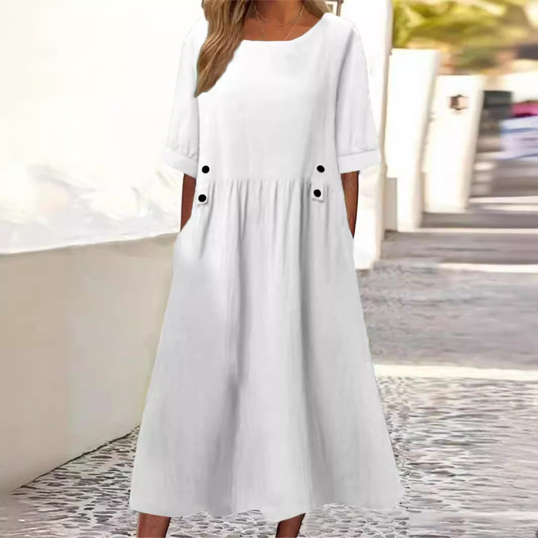 Nena | Vestido Midi con Acento de Botón
